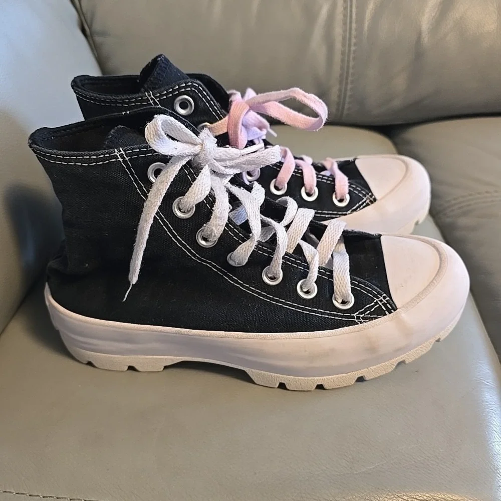 Converse Chuck Taylor All Star Lugged High‎ Black White Platform Womens Size 4.5